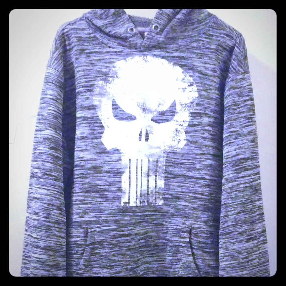 Punisher Grey Pullover Sweatshirt with Hoodie L 42